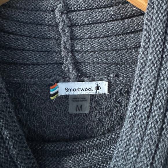 Women's Smartwool Dacono Ski Sweater Gray Cableknit Cowl Neck MEDIUM Minor FLAWS - Picture 10 of 16